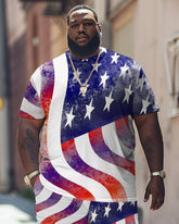 Independence Day American Flag Print Large Men's Suit